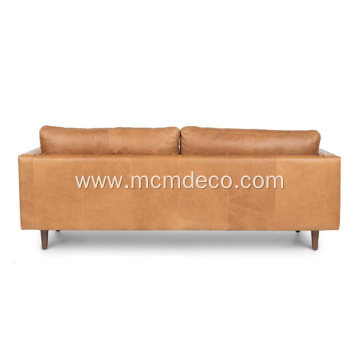 Mid-Century Modern Sven Charme Tan Leather Sofa